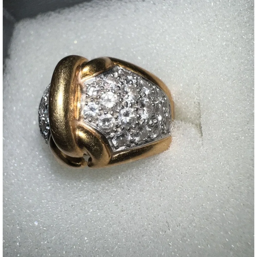 Vintage Cartier Dome Ring Sparkling Diamond Accent 18k Gold Cocktail Statement - Picture 4 of 13